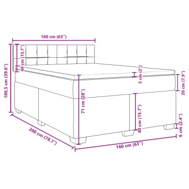 vidaXL Κρεβάτι Boxspring με Στρώμα Κρεμ 160x200 εκ. Υφασμάτινο