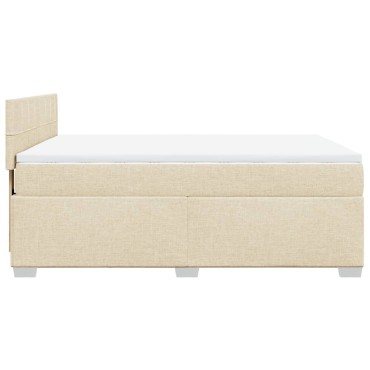 vidaXL Κρεβάτι Boxspring με Στρώμα Κρεμ 160x200 εκ. Υφασμάτινο