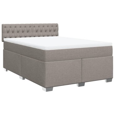 vidaXL Κρεβάτι Boxspring με Στρώμα Taupe 160x200 εκ. Υφασμάτινο