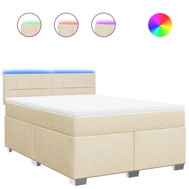 vidaXL Κρεβάτι Boxspring με Στρώμα Κρεμ 160x200 εκ. Υφασμάτινο