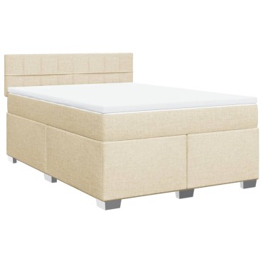 vidaXL Κρεβάτι Boxspring με Στρώμα Κρεμ 160x200 εκ. Υφασμάτινο