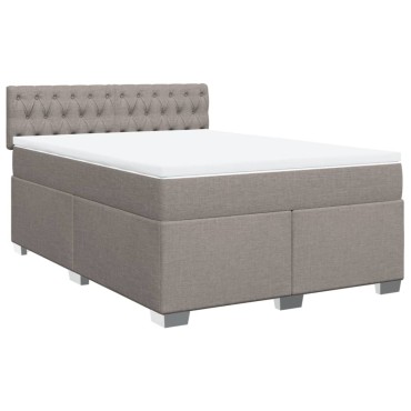 vidaXL Κρεβάτι Boxspring με Στρώμα Taupe 160x200 εκ. Υφασμάτινο