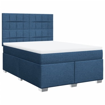 vidaXL Κρεβάτι Boxspring με Στρώμα Μπλε 160x200cm Υφασμάτινο 1 τεμ. - Διπλό