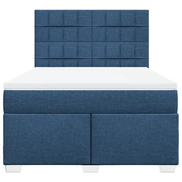 vidaXL Κρεβάτι Boxspring με Στρώμα Μπλε 160x200cm Υφασμάτινο 1 τεμ. - Διπλό