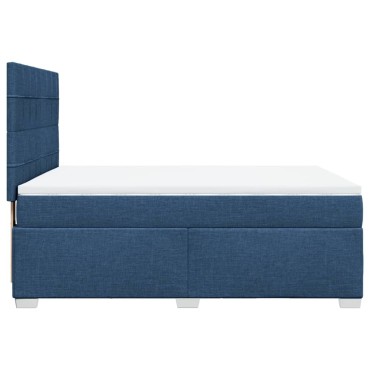 vidaXL Κρεβάτι Boxspring με Στρώμα Μπλε 160x200cm Υφασμάτινο 1 τεμ. - Διπλό