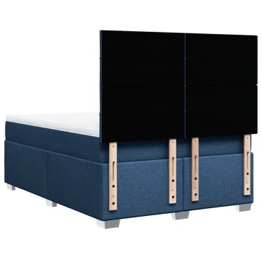vidaXL Κρεβάτι Boxspring με Στρώμα Μπλε 160x200cm Υφασμάτινο 1 τεμ. - Διπλό