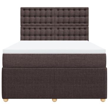 vidaXL Κρεβάτι Boxspring με Στρώμα Σκούρο Καφέ 160x200 εκ Υφασμάτινο