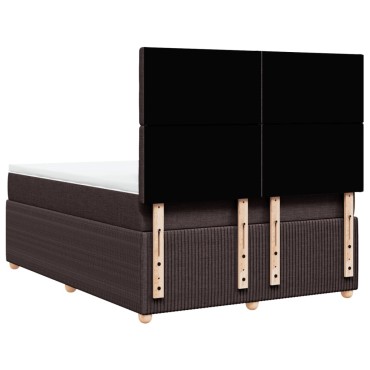 vidaXL Κρεβάτι Boxspring με Στρώμα Σκούρο Καφέ 160x200 εκ Υφασμάτινο