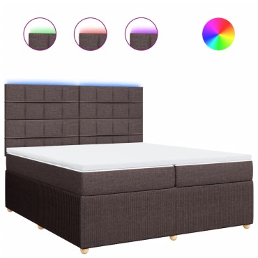 vidaXL Κρεβάτι Boxspring με Στρώμα Σκούρο Καφέ 200x200 εκ. Υφασμάτινο