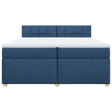 vidaXL Κρεβάτι Boxspring με Στρώμα Μπλε 200x200 εκ. Υφασμάτινο
