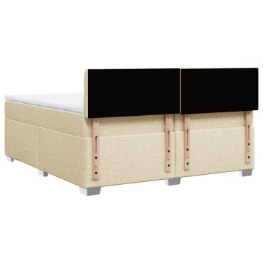vidaXL Κρεβάτι Boxspring με Στρώμα Κρεμ 200x200cm Υφασμάτινο 1 τεμ. - Διπλό