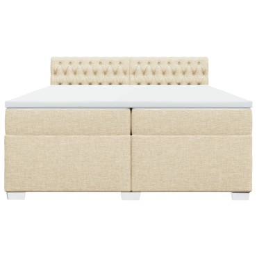 vidaXL Κρεβάτι Boxspring με Στρώμα Κρεμ 200x200cm Υφασμάτινο 1 τεμ. - Διπλό