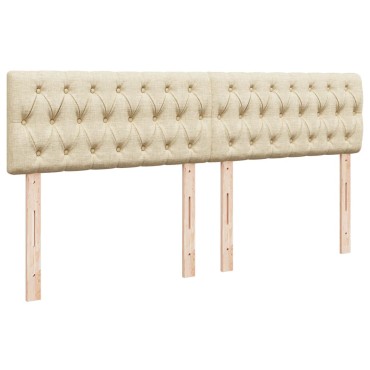 vidaXL Κρεβάτι Boxspring με Στρώμα Κρεμ 200x200cm Υφασμάτινο 1 τεμ. - Διπλό