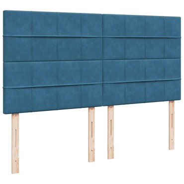 vidaXL Κρεβάτι Boxspring με Στρώμα Σκούρο Μπλε 200x200 εκ. Βελούδινο