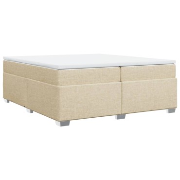 vidaXL Κρεβάτι Boxspring με Στρώμα Κρεμ 200x200cm Υφασμάτινο 1 τεμ. - Διπλό
