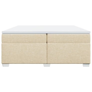 vidaXL Κρεβάτι Boxspring με Στρώμα Κρεμ 200x200cm Υφασμάτινο 1 τεμ. - Διπλό