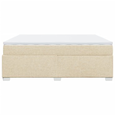 vidaXL Κρεβάτι Boxspring με Στρώμα Κρεμ 200x200cm Υφασμάτινο 1 τεμ. - Διπλό