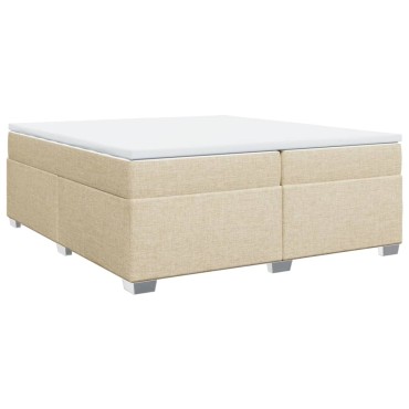 vidaXL Κρεβάτι Boxspring με Στρώμα Κρεμ 200x200cm Υφασμάτινο 1 τεμ. - Διπλό
