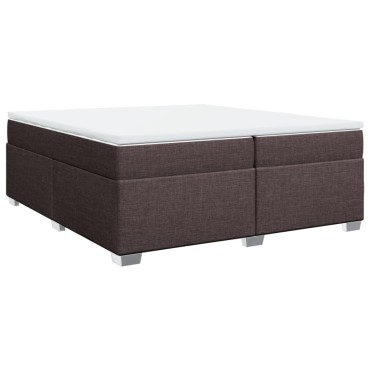 vidaXL Κρεβάτι Boxspring με Στρώμα Σκούρο Καφέ 200x200 εκ. Υφασμάτινο