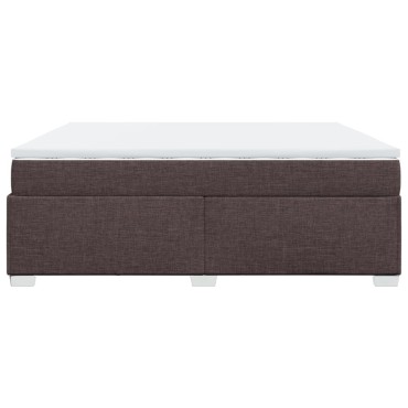 vidaXL Κρεβάτι Boxspring με Στρώμα Σκούρο Καφέ 200x200 εκ. Υφασμάτινο