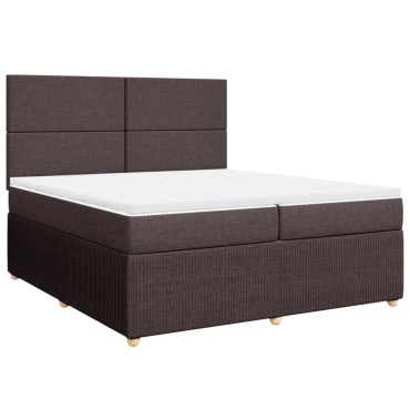 vidaXL Κρεβάτι Boxspring με Στρώμα Σκούρο Καφέ 200x200cm Υφασμάτινο 1 τεμ. - Διπλό
