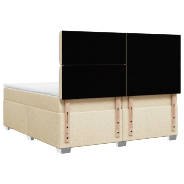 vidaXL Κρεβάτι Boxspring με Στρώμα Κρεμ 200x200cm Υφασμάτινο 1 τεμ. - Διπλό