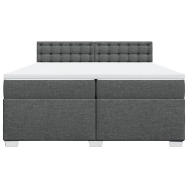 vidaXL Κρεβάτι Boxspring με Στρώμα Σκούρο Γκρι 200x200 εκ. Υφασμάτινο