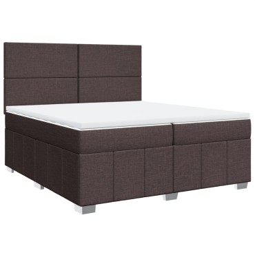 vidaXL Κρεβάτι Boxspring με Στρώμα Σκούρο Καφέ 200x200cm Υφασμάτινο 1 τεμ. - Διπλό