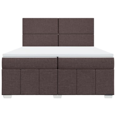 vidaXL Κρεβάτι Boxspring με Στρώμα Σκούρο Καφέ 200x200cm Υφασμάτινο 1 τεμ. - Διπλό