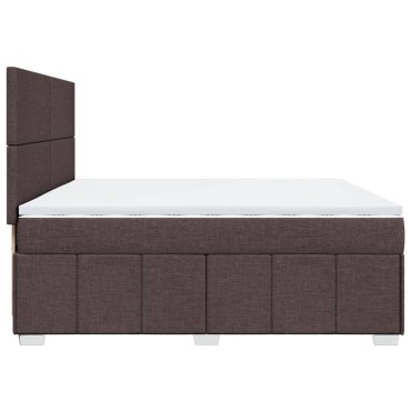 vidaXL Κρεβάτι Boxspring με Στρώμα Σκούρο Καφέ 200x200cm Υφασμάτινο 1 τεμ. - Διπλό