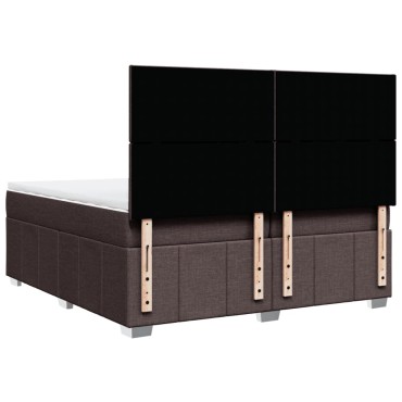 vidaXL Κρεβάτι Boxspring με Στρώμα Σκούρο Καφέ 200x200cm Υφασμάτινο 1 τεμ. - Διπλό