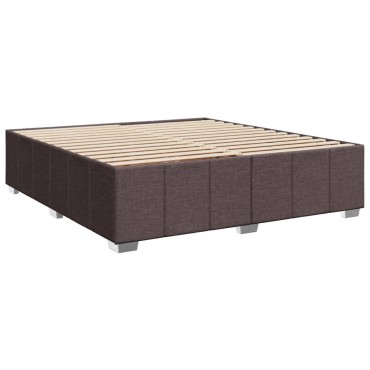 vidaXL Κρεβάτι Boxspring με Στρώμα Σκούρο Καφέ 200x200cm Υφασμάτινο 1 τεμ. - Διπλό