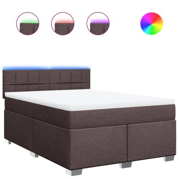 vidaXL Κρεβάτι Boxspring με Στρώμα Σκούρο Καφέ 160x200 εκ Υφασμάτινο