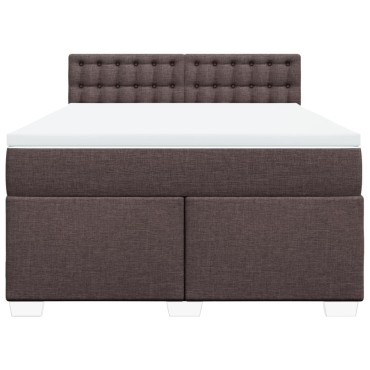 vidaXL Κρεβάτι Boxspring με Στρώμα Σκούρο Καφέ 160x200 εκ Υφασμάτινο