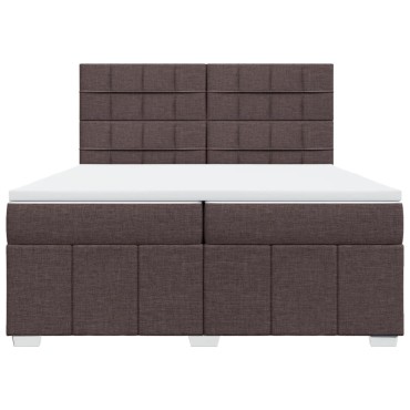 vidaXL Κρεβάτι Boxspring με Στρώμα Σκούρο Καφέ 200x200 εκ. Υφασμάτινο