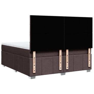 vidaXL Κρεβάτι Boxspring με Στρώμα Σκούρο Καφέ 200x200 εκ. Υφασμάτινο