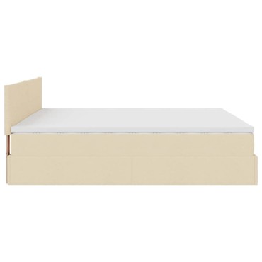 vidaXL Οθωμανικό Κρεβάτι με Στρώμα Κρέμα 160x200cm Ύφασμα