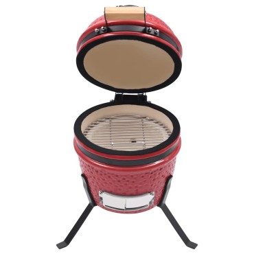 vidaXL Ψησταριά Καπνιστήριο Kamado 2 σε 1 Κόκκινη 56 εκ. Κεραμική