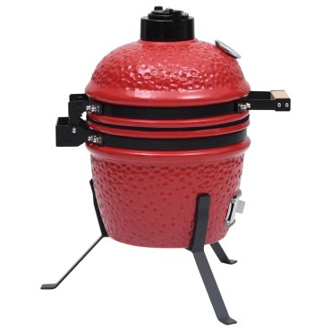 vidaXL Ψησταριά Καπνιστήριο Kamado 2 σε 1 Κόκκινη 56 εκ. Κεραμική