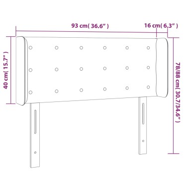 vidaXL Κεφαλάρι με Πτερύγια Γκρι 93x16x78/88cm Συνθετικό Δέρμα 1 τεμ.