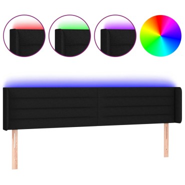 vidaXL Κεφαλάρι Κρεβατιού LED Μαύρο 163x16x78/88cm Υφασμάτινο 1 τεμ.