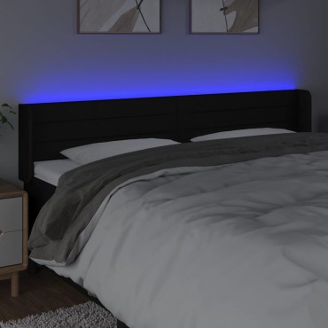 vidaXL Κεφαλάρι Κρεβατιού LED Μαύρο 163x16x78/88cm Υφασμάτινο 1 τεμ.