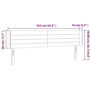 vidaXL Κεφαλάρι Κρεβατιού LED Μαύρο 163x16x78/88cm Υφασμάτινο 1 τεμ.