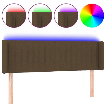 vidaXL Κεφαλάρι Κρεβατιού LED Σκούρο Καφέ 147x16x78/88cm Υφασμάτινο 1 τεμ.