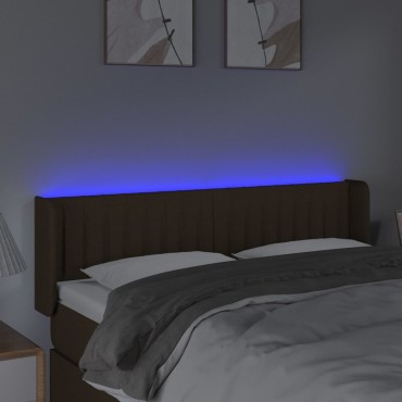 vidaXL Κεφαλάρι Κρεβατιού LED Σκούρο Καφέ 147x16x78/88cm Υφασμάτινο 1 τεμ.
