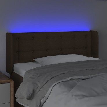 vidaXL Κεφαλάρι Κρεβατιού LED Σκούρο Καφέ 93x16x78/88cm Υφασμάτινο 1 τεμ.