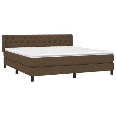 vidaXL Κρεβάτι Boxspring με Στρώμα Σκούρο Καφέ 160x200 εκ Υφασμάτινο
