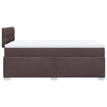 vidaXL Κρεβάτι Boxspring με Στρώμα Σκούρο Καφέ 120x200 εκ. Υφασμάτινο