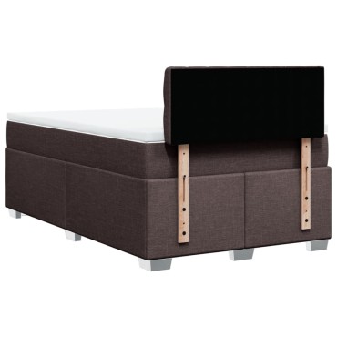 vidaXL Κρεβάτι Boxspring με Στρώμα Σκούρο Καφέ 120x200 εκ. Υφασμάτινο