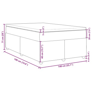 vidaXL Κρεβάτι Boxspring με Στρώμα Σκούρο Καφέ 140x190 εκ. Υφασμάτινο